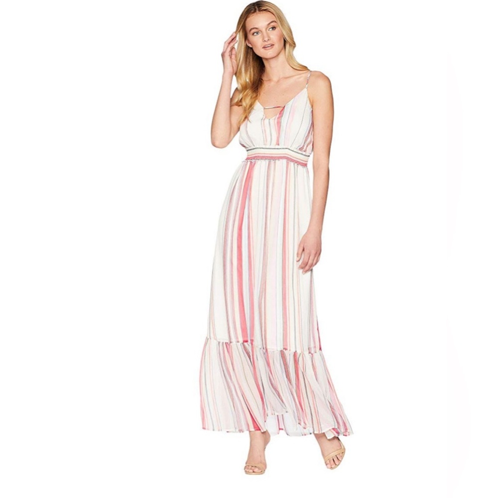NWT-Jack by BB Dakota Luciana "Umbrella Stripe" Crinkle Chiffon Maxi-Size Large